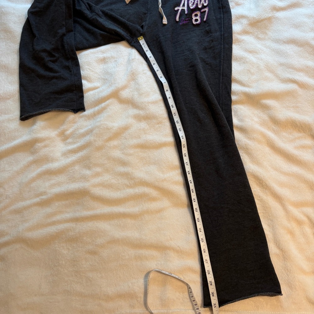 Aeropostale Women's Stretch Sweatpants Grey Aero 87 Logo Straight Leg L Y2K - Picture 4 of 9